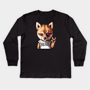 You Rock. Shiba inu dog Kids Long Sleeve T-Shirt